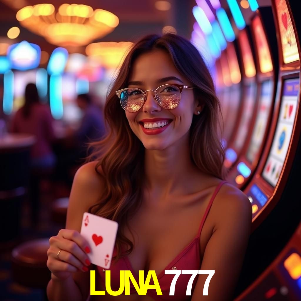 Interfaz de la app móvil LUNA777 en un smartphone moderno